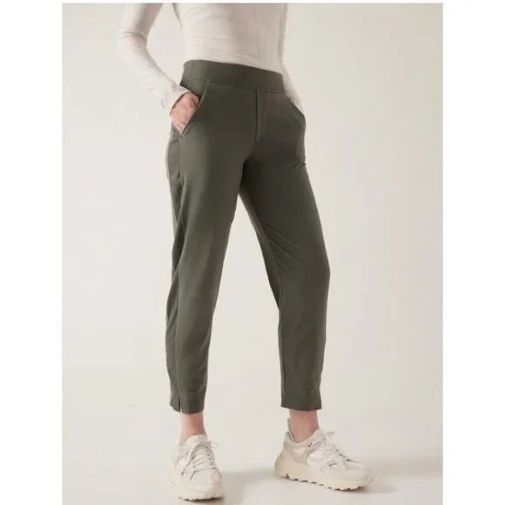Athleta Brooklyn Mid Rise Ankle Utility Pants Mountain Aspen Olive Green 4